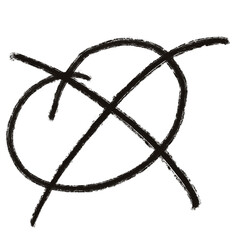 Black Cross Mark Brushstroke – Hand-Drawn Rejection Symbol on Transparent Background