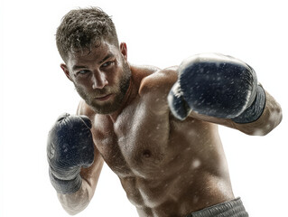 Sweat-spray uppercut white boxer unleashes force
