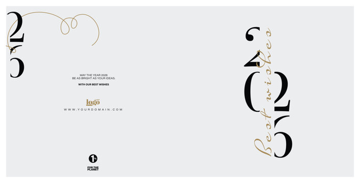 2026 logo and premium wish card with leaf style. Happy new Year.