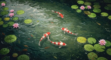 koi fish swimming in pond