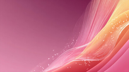 Abstract Pink and Orange Flowing Wave Background with Particles