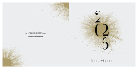 2026 logo and premium wish card with leaf style. Happy new Year.