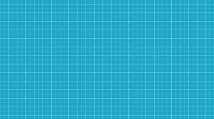 Blueprint, millimeter graph paper. Vector pattern. Squared grid blue texture. Blank lined technical paper.