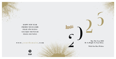 2026 logo and premium wish card with leaf style. Happy new Year.