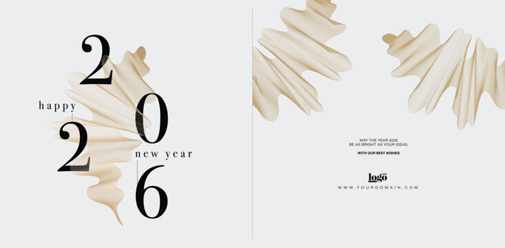 2026 logo and premium wish card with leaf style. Happy new Year.