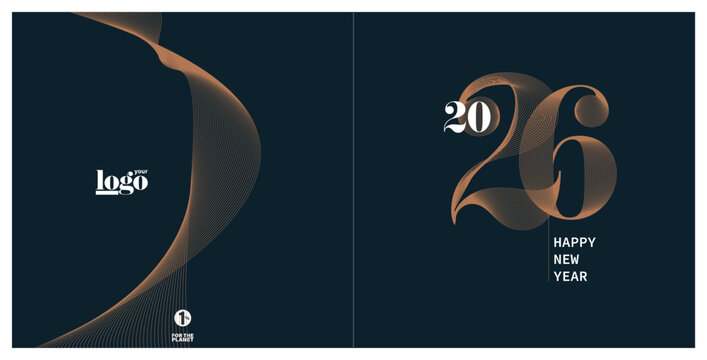 2026 logo and premium wish card with leaf style. Happy new Year.