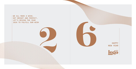 2026 logo and premium wish card with leaf style. Happy new Year.