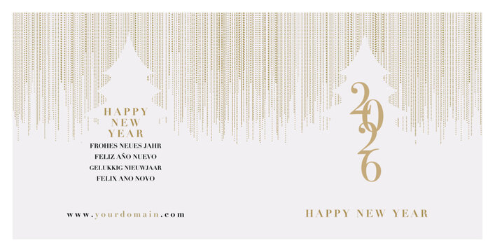 2026 logo and premium wish card with leaf style. Happy new Year.