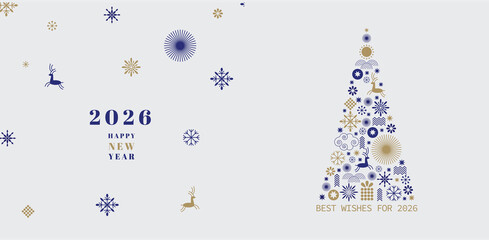 2026 logo and premium wish card with leaf style. Happy new Year.