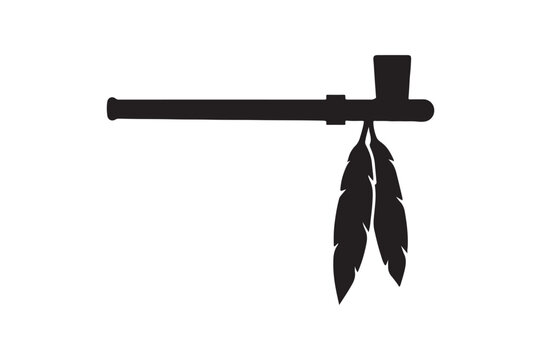 Peace Pipe silhouette vector art illustration on white background