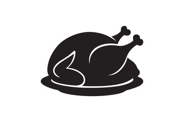 Roast Turkey silhouette vector art illustration on white background