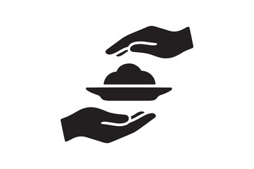 Sharing Food silhouette vector art illustration on white background