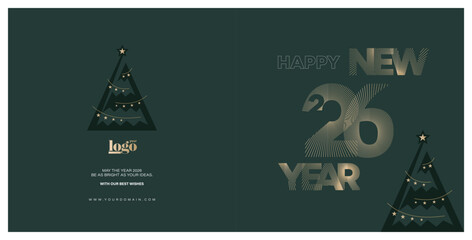 2026 logo and premium wish card with leaf style. Happy new Year.