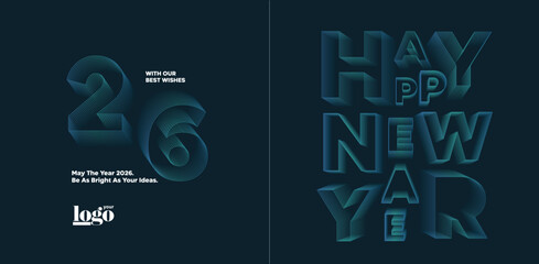 2026 logo and premium wish card with leaf style. Happy new Year.