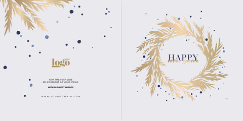 2026 logo and premium wish card with leaf style. Happy new Year.