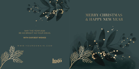 2026 logo and premium wish card with leaf style. Happy new Year.