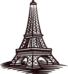 Obraz premium Hand drawn sketch illustration of tower isolated on white, vintage engraved landmark architectural design