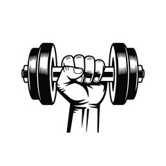 Strong fist gripping a dumbbell for weightlifting and fitness