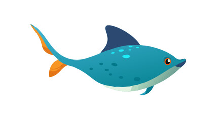 Cartoon fish vector illustration of cute sea creature with fins and tail swimming in ocean waters design
