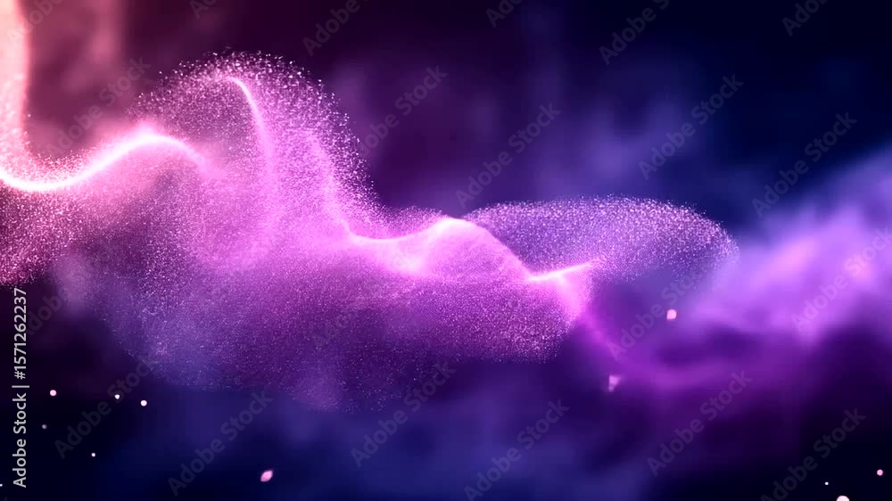 Wall mural elegant flowing energy wave abstract background animation with shining particles