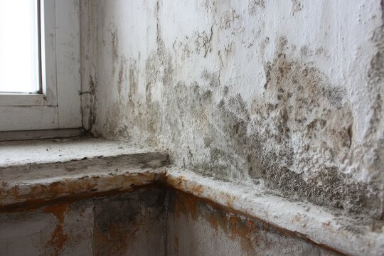 Mold from condensation in a wall corner by the window