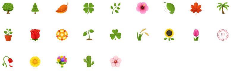 Set of Plants & Flowers Emoji icons