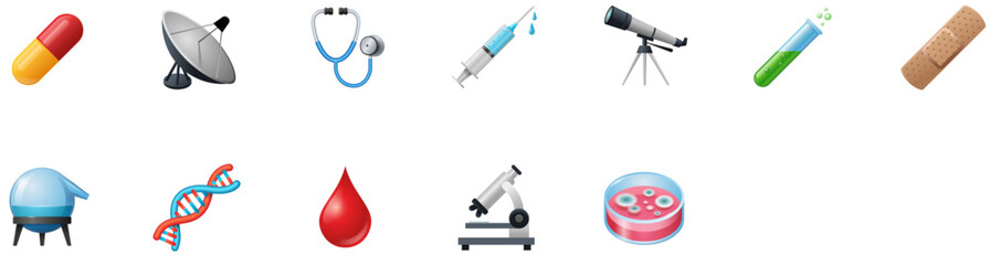 Set of Science & Medical Emoji icons