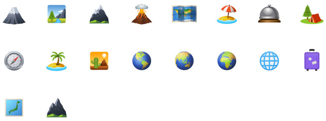 Set of Map, geographic & hotel Emoji icons