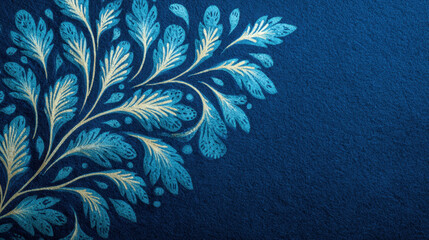 Elegant Blue and Gold Floral Pattern on Textured Background
