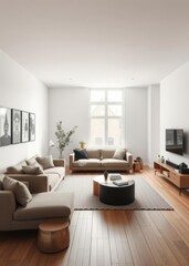 Fototapeta premium Spacious and well-lit empty living room with modern decor rubensstraat Empty room interior design architecture blank design room