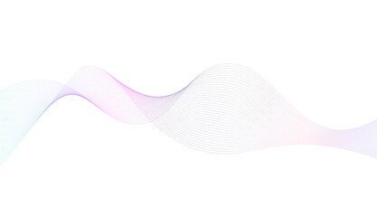 Abstract gradient pink glowing colorful line wave banner design. illustration purple, blue, ribbon on transparent background.