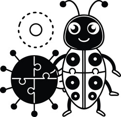 Funny cartoon insect and spider vector illustrations with cute animal and nature designs ,brown, soft, lighthearted, cartoonish, fun