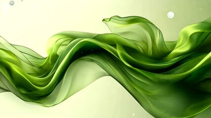 Elegant flowing green fabric abstract background, seamless loop for nature inspired designs