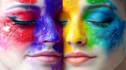 Colorful face paint art adorns a person's face.