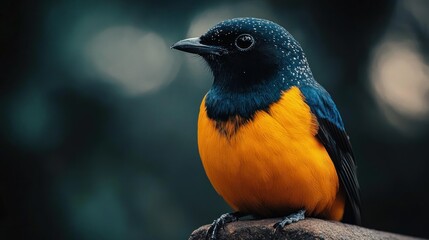 Obraz premium Close-up of vibrant orange-and-blue bird