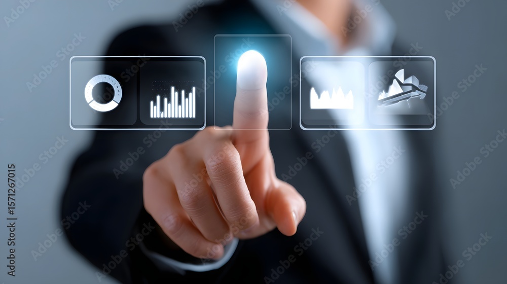 Poster futuristic digital technology interface with data analytics