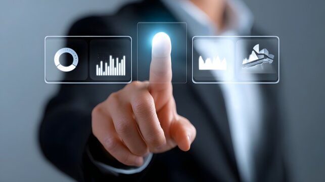 Futuristic digital technology interface with data analytics