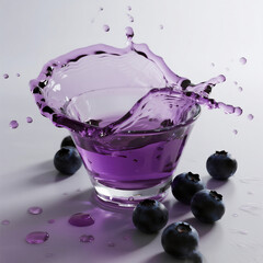 Ai Generative blueberries falling into water