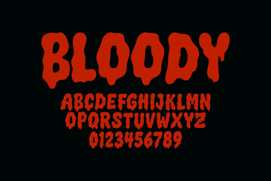 Horror font design. Punk, metal, thrash alphabet and number for your brand or band