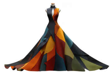 Colorful patchwork gown isolated on transparent background