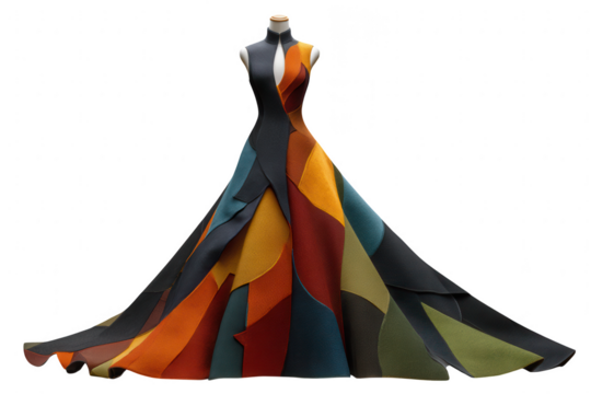 Colorful patchwork gown isolated on transparent background