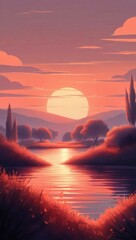 sunset over the lake