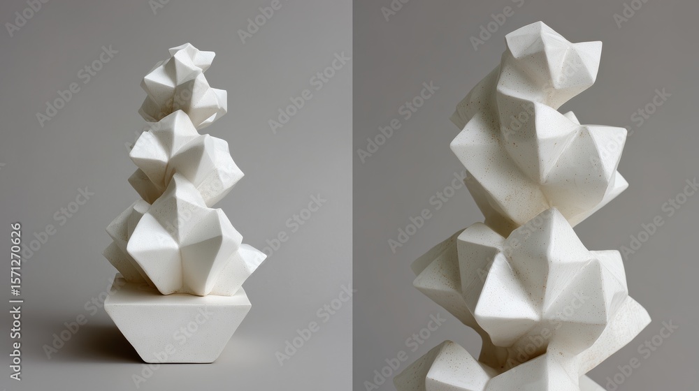 Poster modern geometric white sculpture showcasing unique textures and shapes with a sleek design in a mini