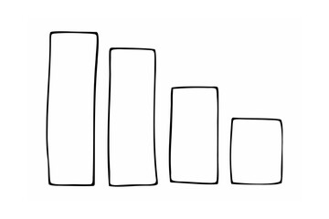 Rectangular bars descending in height graph chart