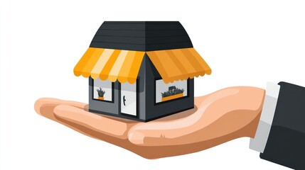 Tiny shop held in hand