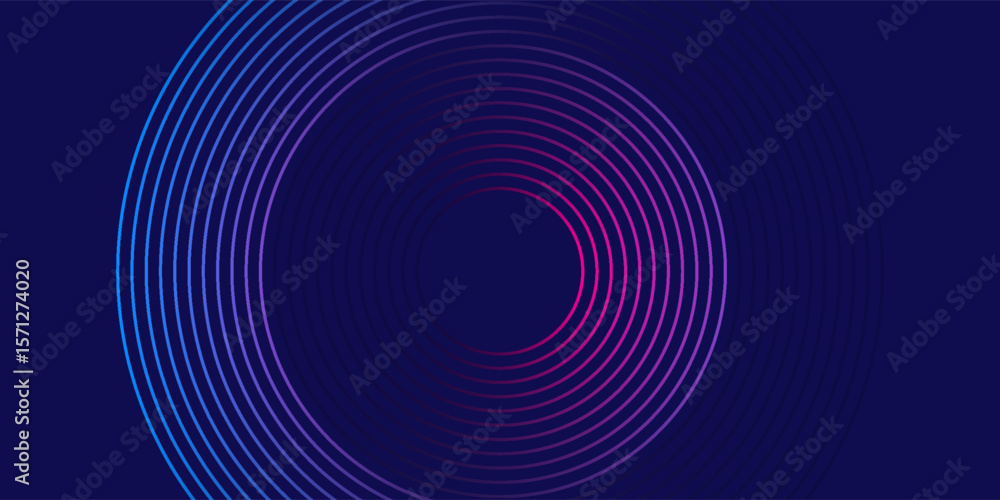 Poster blue abstract background with glowing circles. swirl circular lines pattern. geometric spiral. twirl