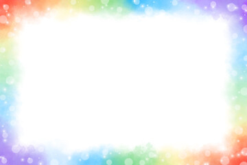 A faint rainbow smoke frame with bokeh reflections and shimmering glow.
