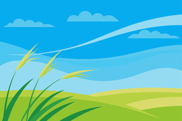 Obraz premium Serene Windy Grasslands Blue Sky nature landscape