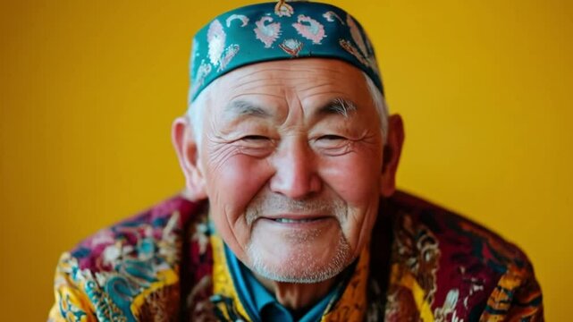 Smiling elder radiates gentle warmth