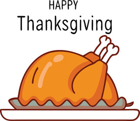 Festive Roasted Turkey Vector Illustration for Thanksgiving or Holiday Dinner Design
